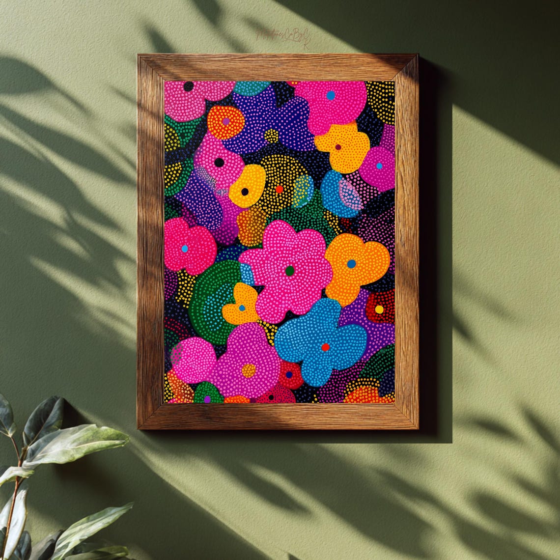 Kusama Inspired Dotted Floral Abstract Pop Art Bold Decor Poster