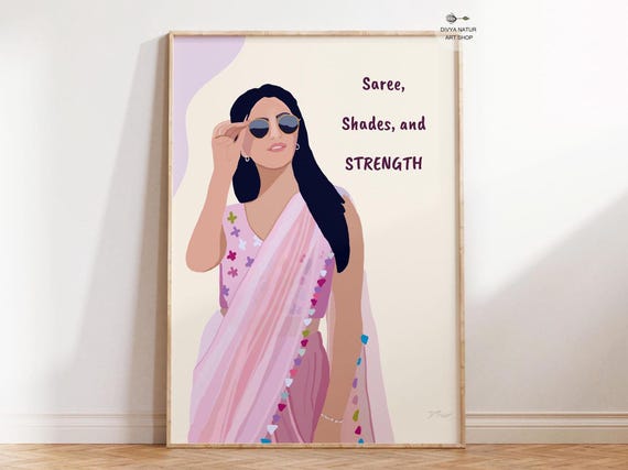 Empowered Woman In Pink Saree Art Print
