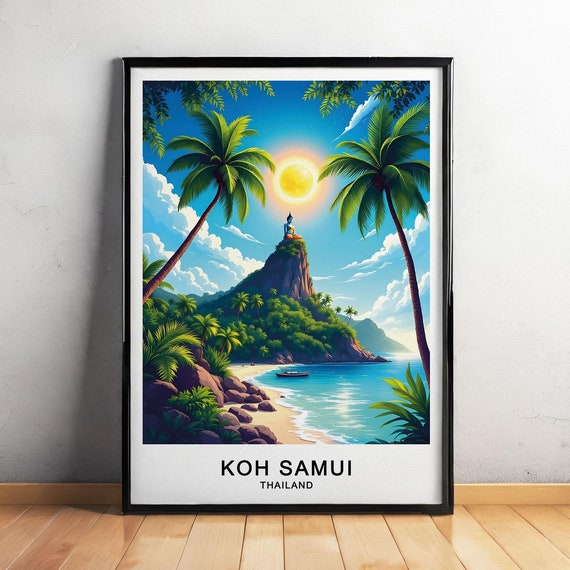 Koh Samui Thailand Travel Poster Tropical Beaches Palm Trees And Island Paradise Gift Poster