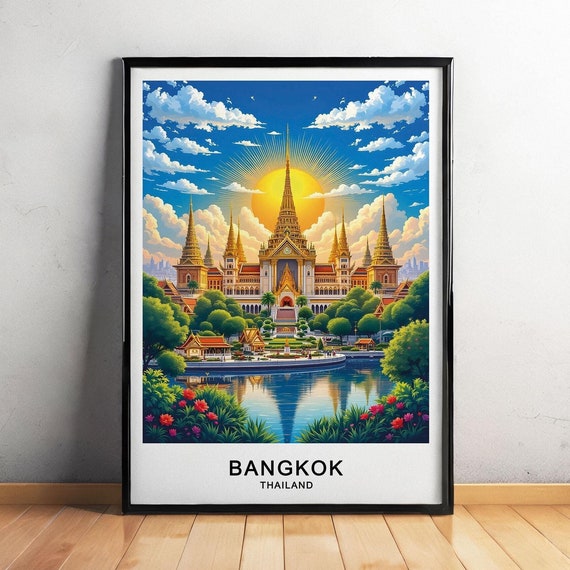 Bangkok Thailand Travel Poster Iconic Temples Vibrant Streets And Cultural Wonders Gift Poster