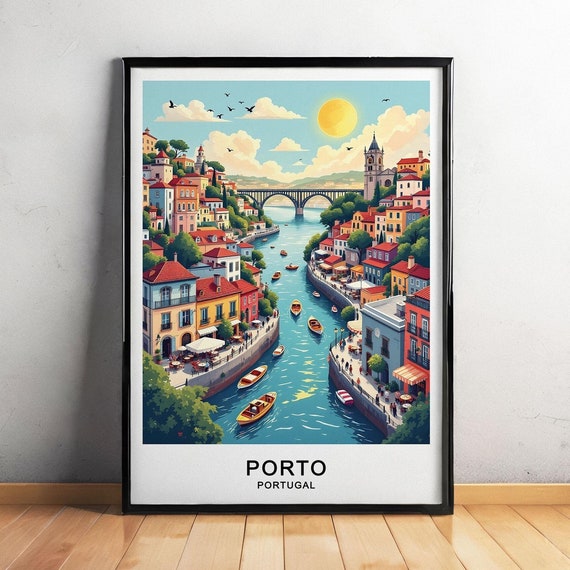 Porto Portugal Travel Poster Iconic Ribeira Douro River And Historic Charm Gift Poster