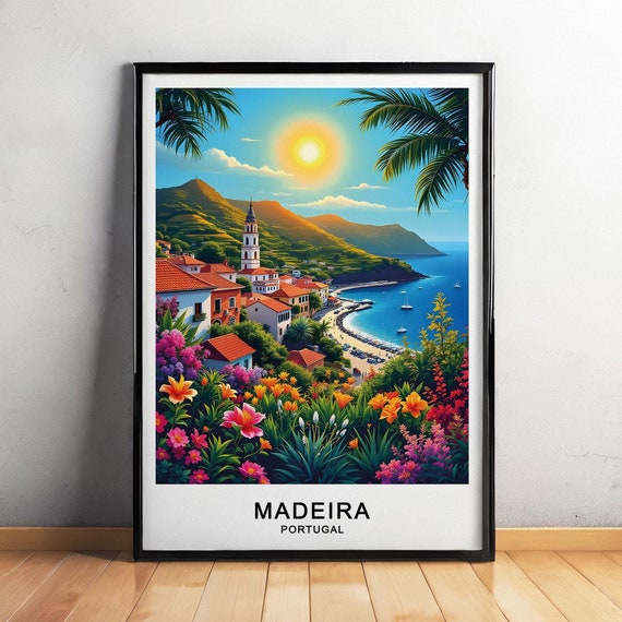 Madeira Portugal Travel Poster Lush Landscapes Dramatic Cliffs And Island Serenity Gift Poster