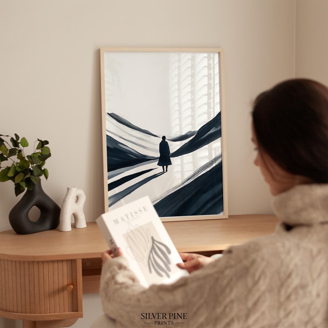 Minimalist Abstract Mountain Scene, Modern Art Print - Image 2