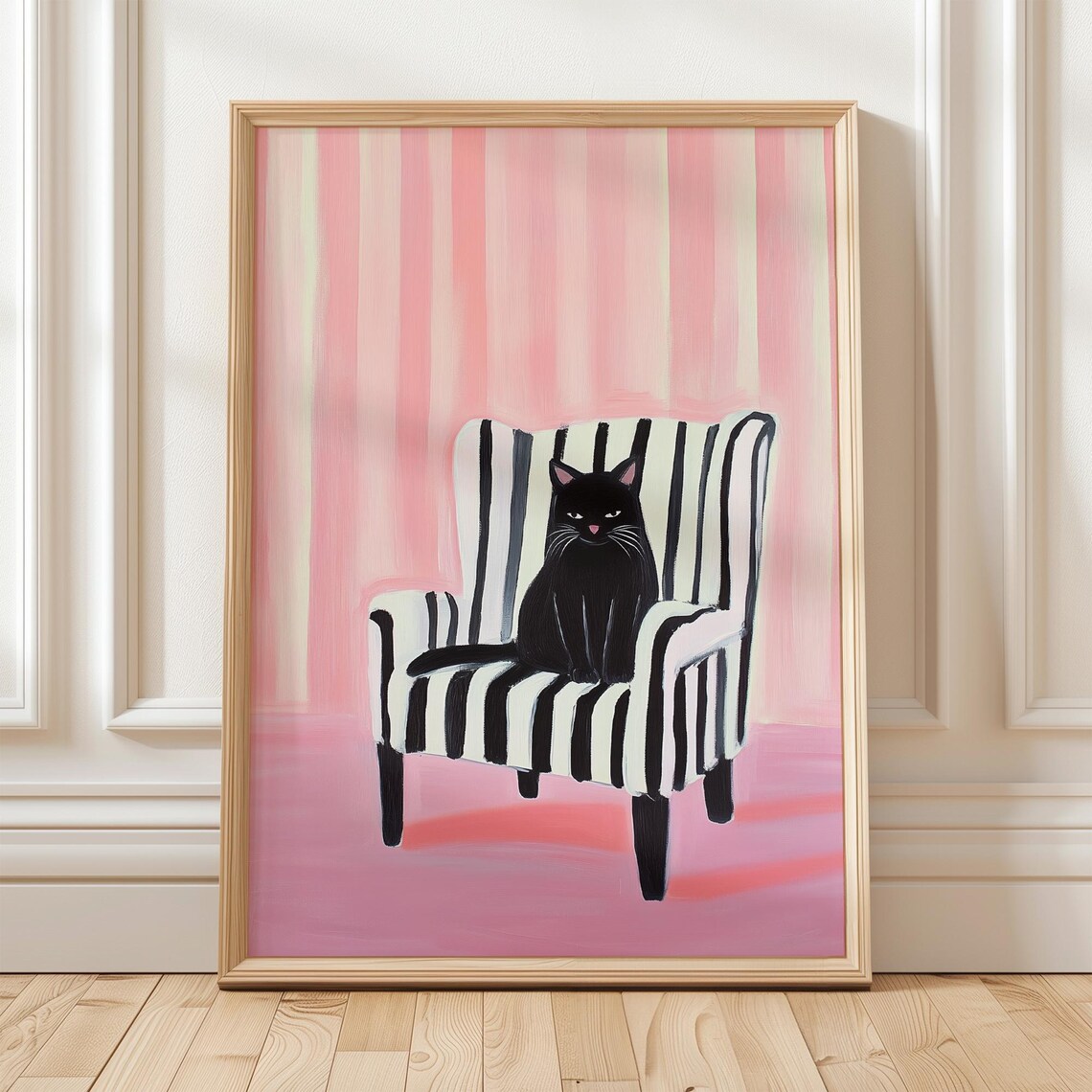 Black Cat Portrait, Modern Pet Art Print
