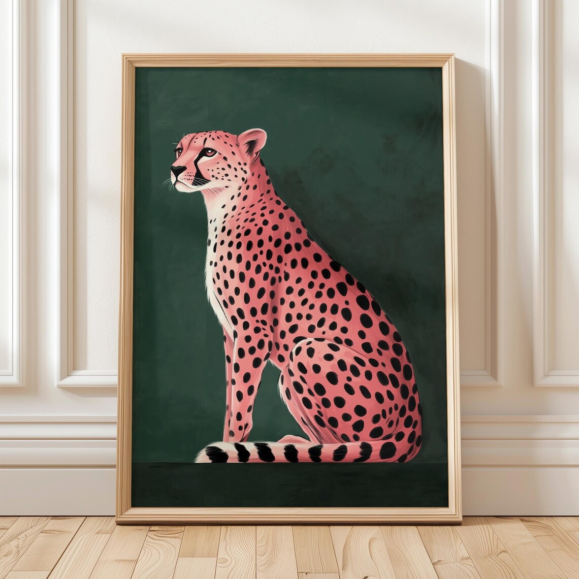 Emerald Green Cheetah Wall Art Print Wild Animal Art Preppy Wall Art Luxury Leopard Wall Art Maximalist Wall Art - Image 5