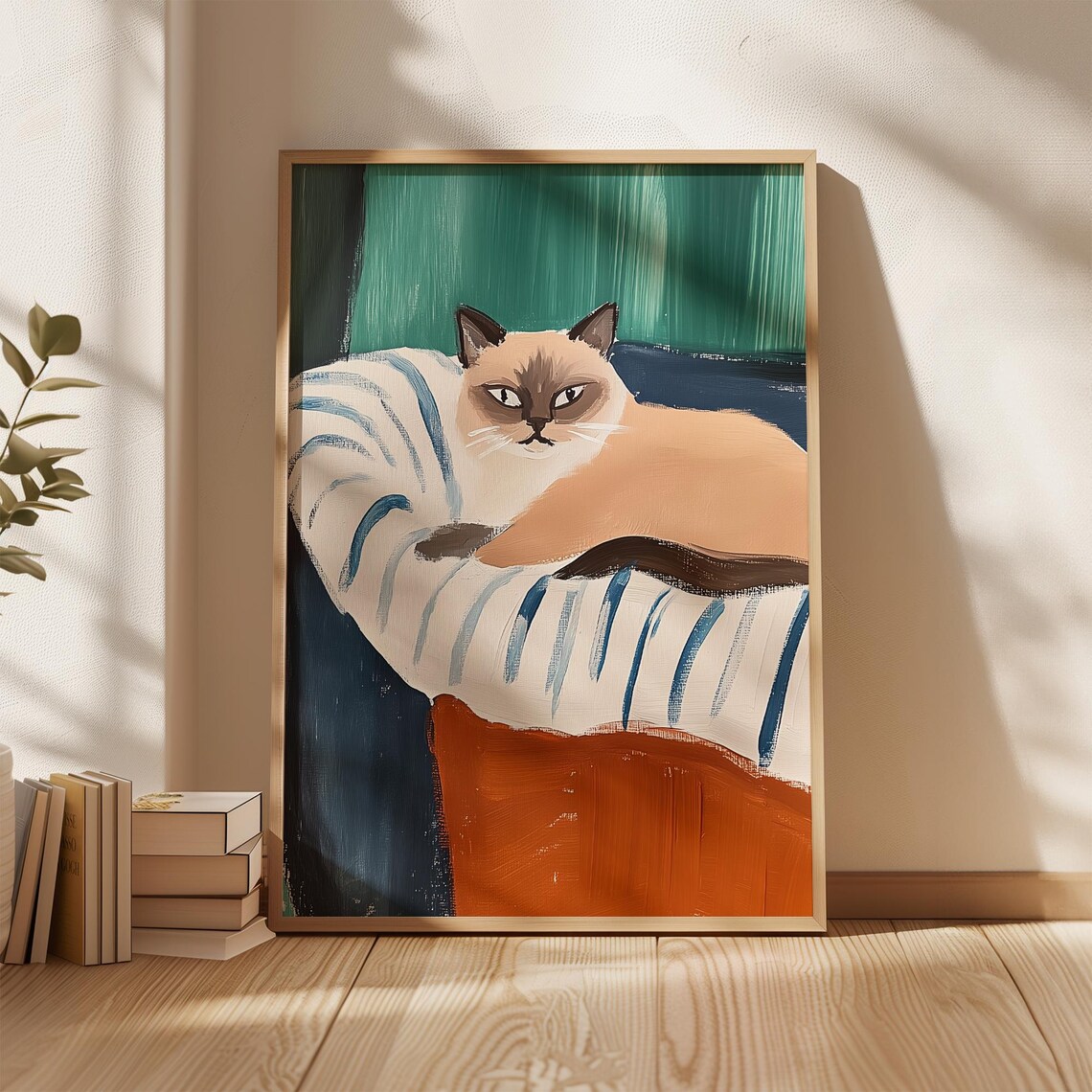 Minimalist Siamese Cat, Elegant Pet Portrait - Image 2