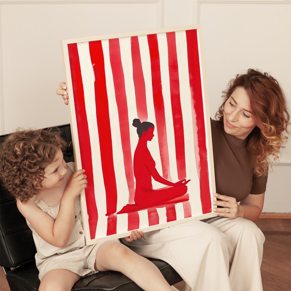 Meditating Woman in Red, Minimalist Abstract - Image 4