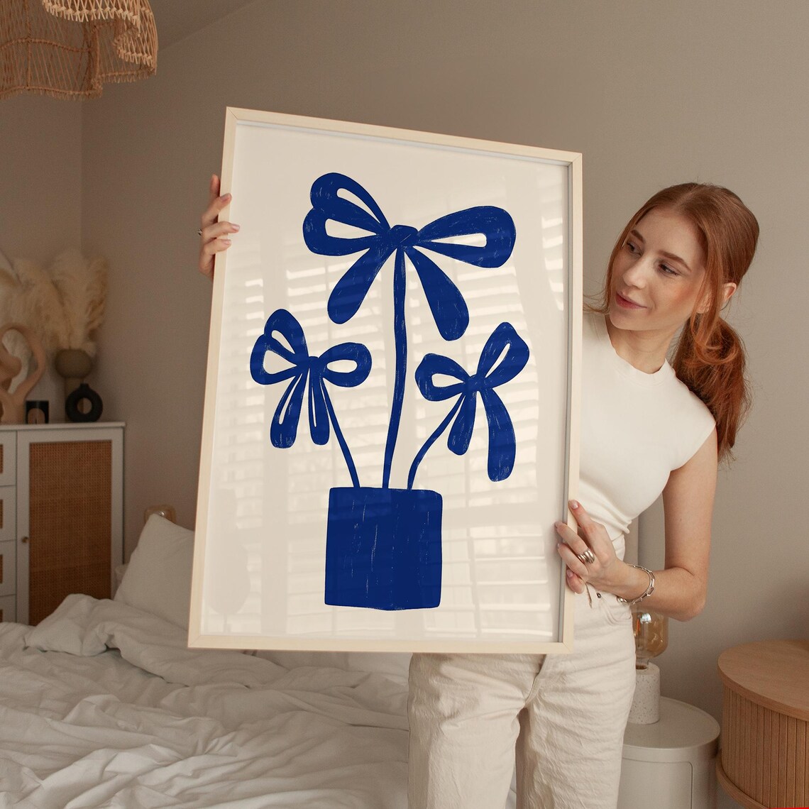 Bow Flower Print, Modern Abstract Floral Art - Image 4