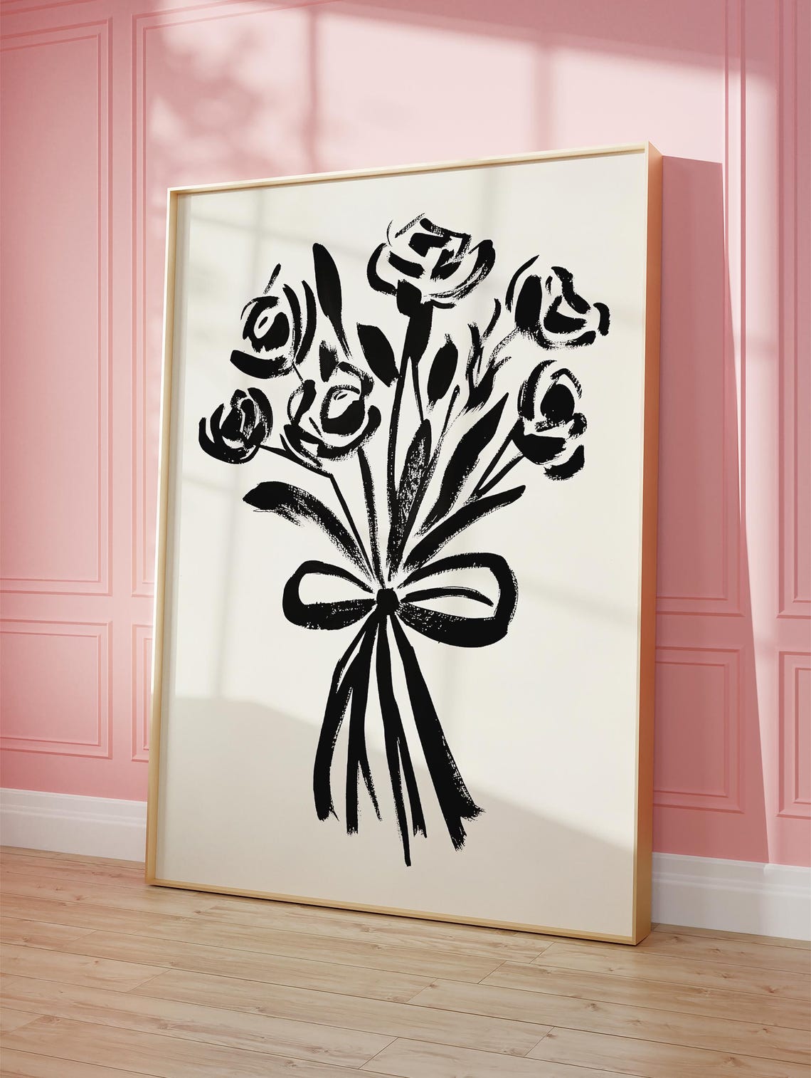Bold Black Rose Bouquet Art Minimalist Floral Wall Art Contemporary Print Elegant Flower Design For Modern Home Decor - Image 4