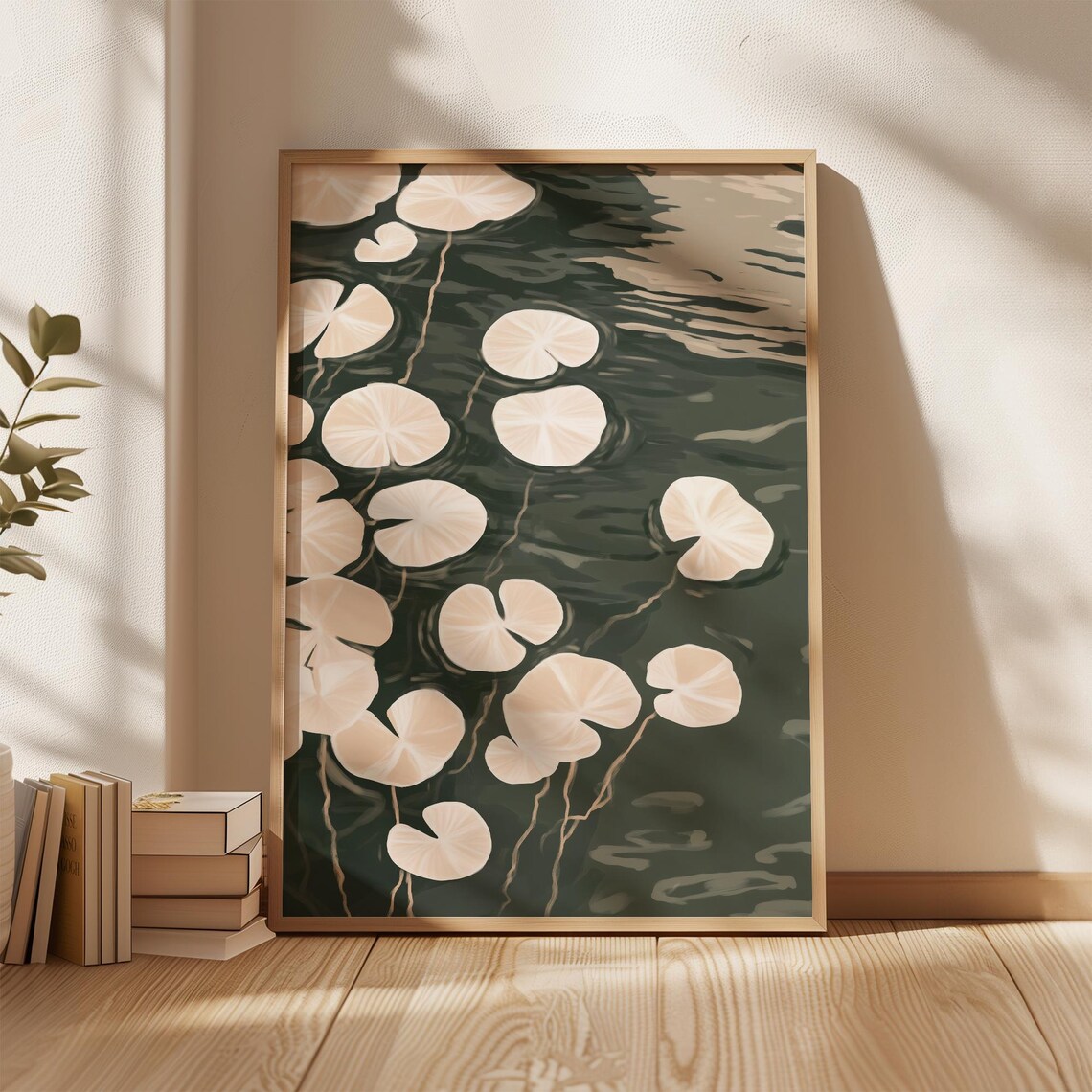 Lily Pads Botanical Water Print, Minimalist Nature Decor