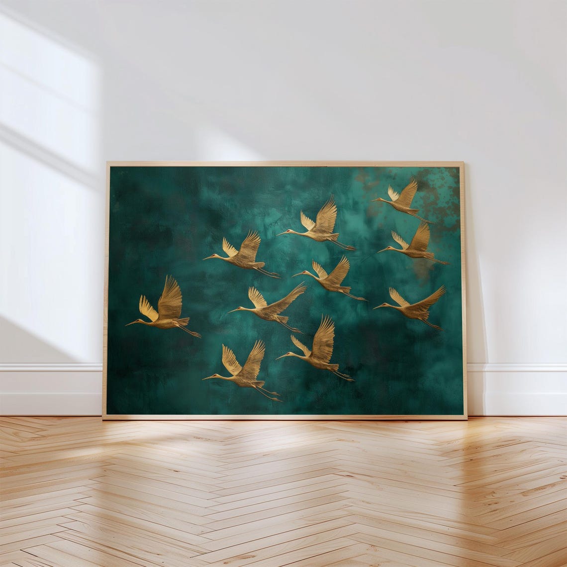 Golden Crane Poster, Elegant Nature Decor