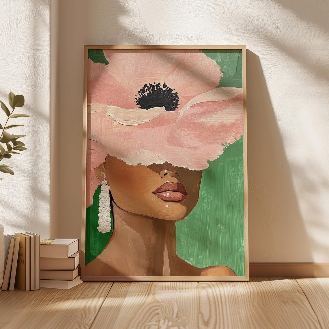 Elegant Woman With Floral Hat, Minimalist Art Print - Image 4