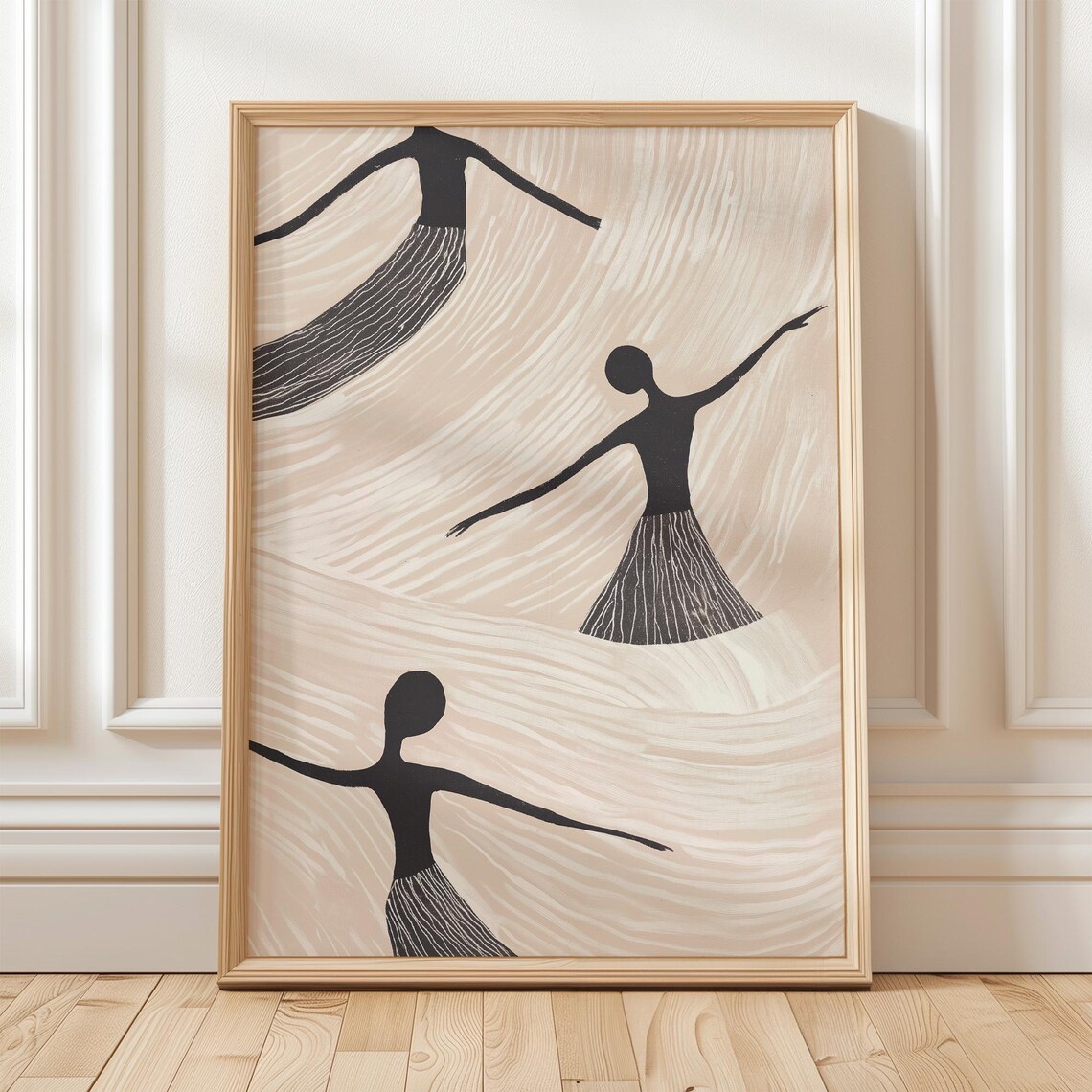 Flowing Dancing Figures, Minimalist Abstract Art Print