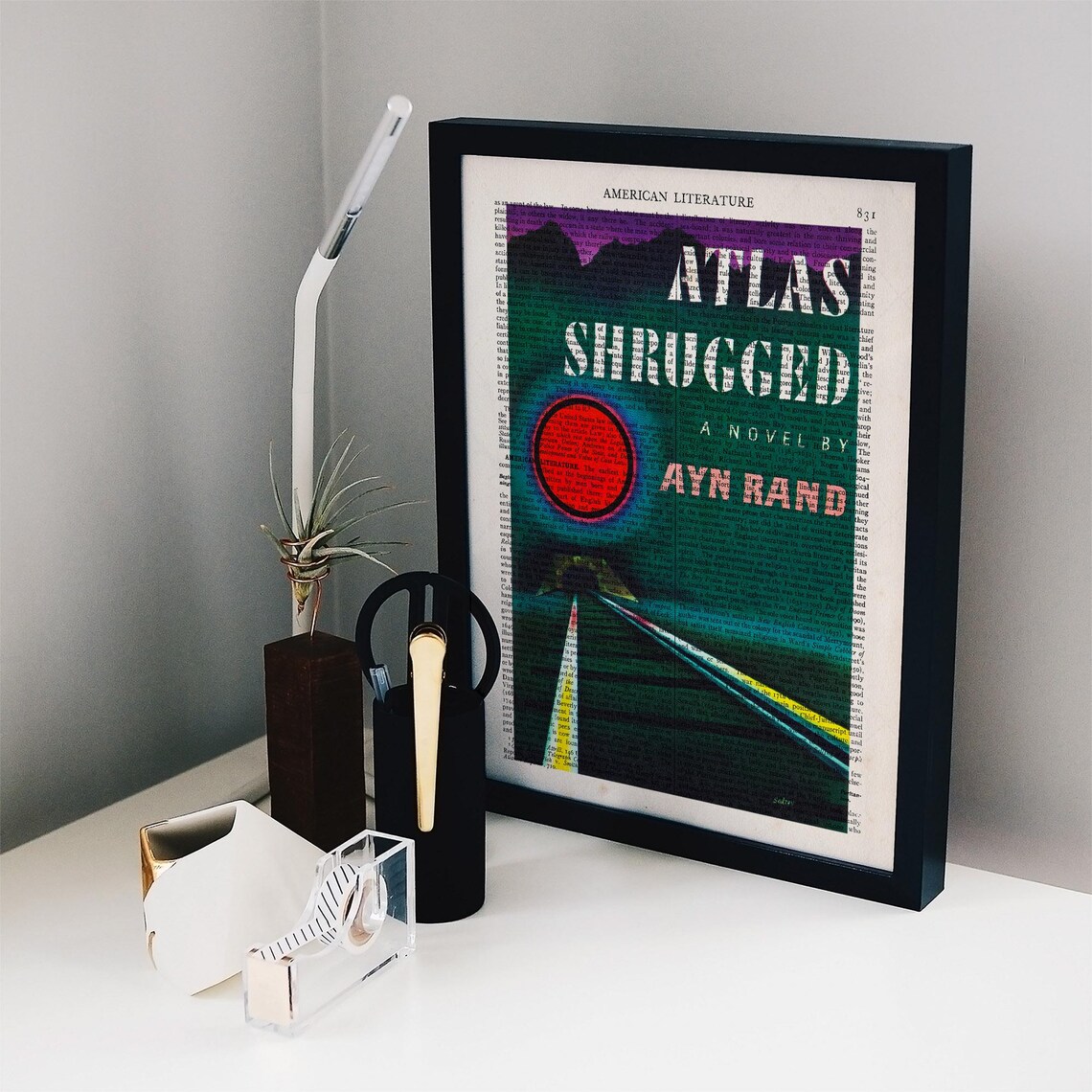 Ayn Rand Atlas Shrugged Railroad Book Page Vintage Literary Art Print - Image 2