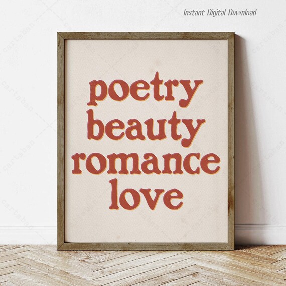 Dead Poets Society Poetry Beauty Romance Love Retro Typography Wall Art Print