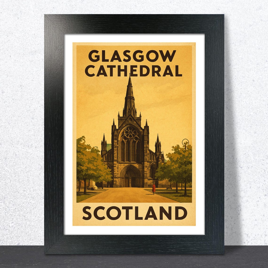 Glasgow Cathedral Scotland Vintage Travel Poster Retro Artwork