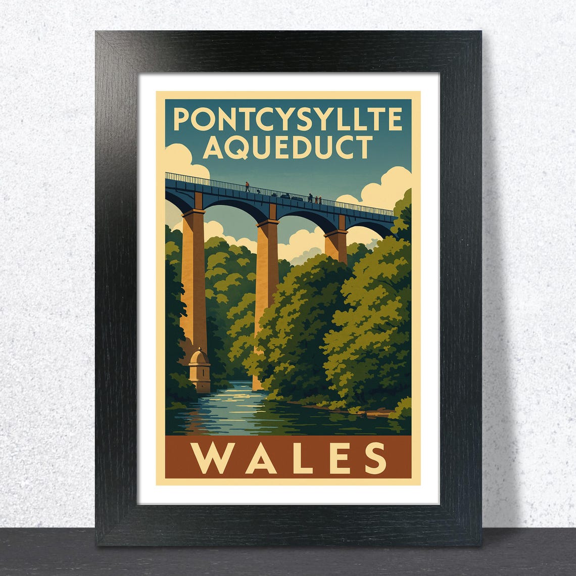 Pontcysyllte Aqueduct Wales Engineering Vintage Travel Wall Poster