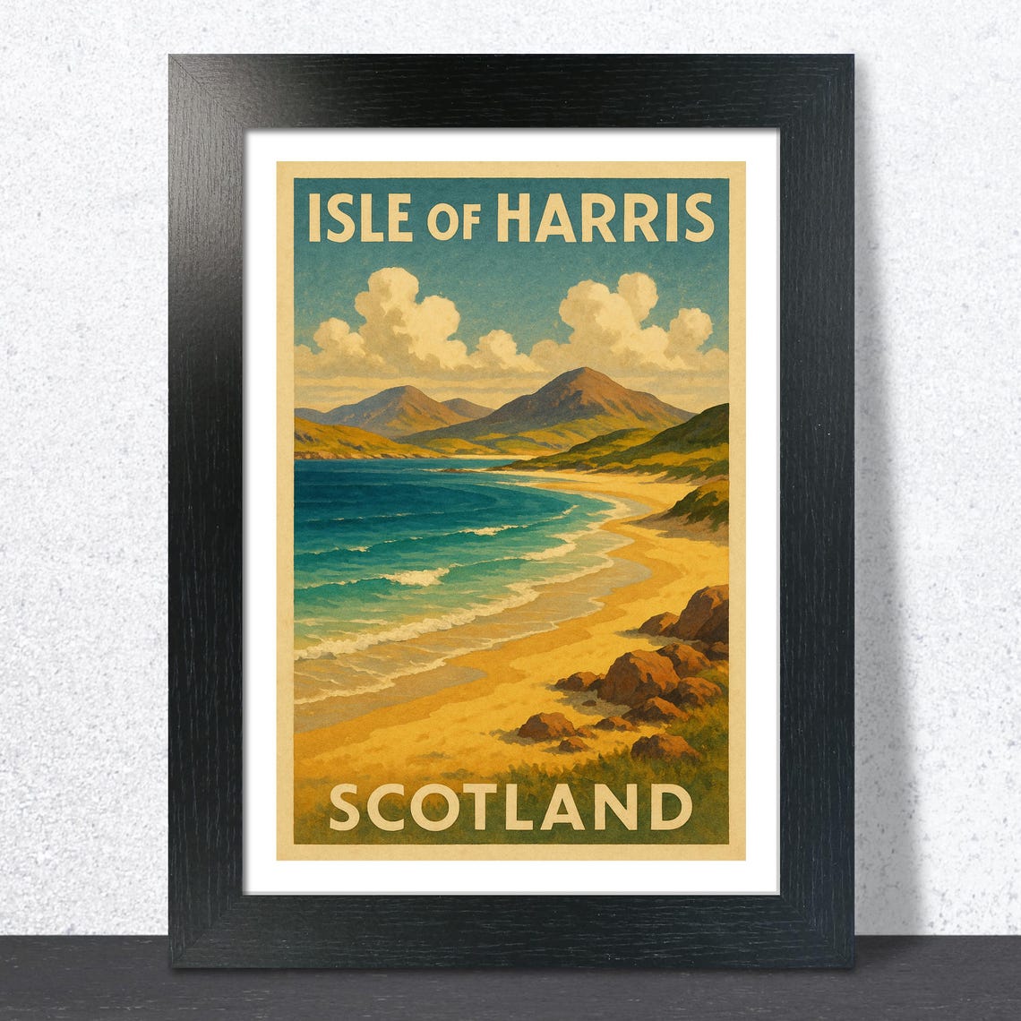 Isle of Harris Scotland Beach Daytime Vintage Coastal Scene Poster