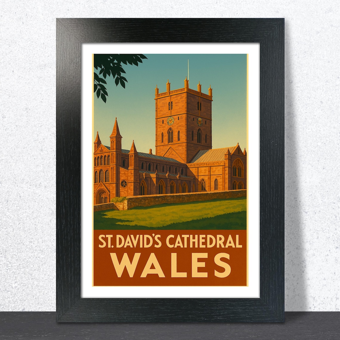 St Davids Cathedral Wales Vintage Historic Church Travel Art Poster