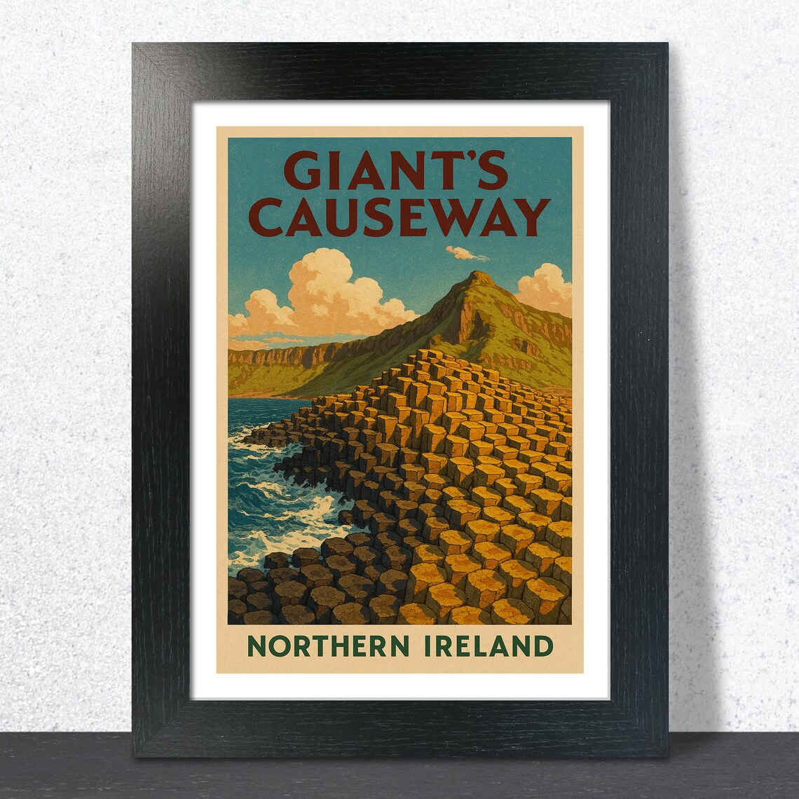 Giant's Causeway Northern Ireland Vintage Retro Travel Poster Art