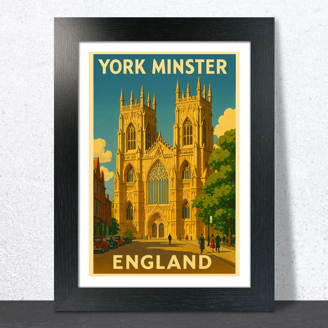 Historic York Minster England Gothic Cathedral Vintage Travel Poster