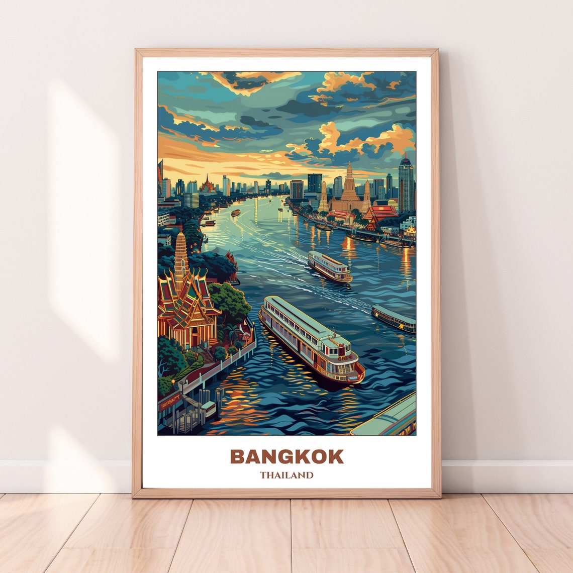 Bangkok Travel Poster Thailand Travel Poster Citycape Painting Print Wall Art Bangkok Home Decor Bangkok Trip Print - Image 4