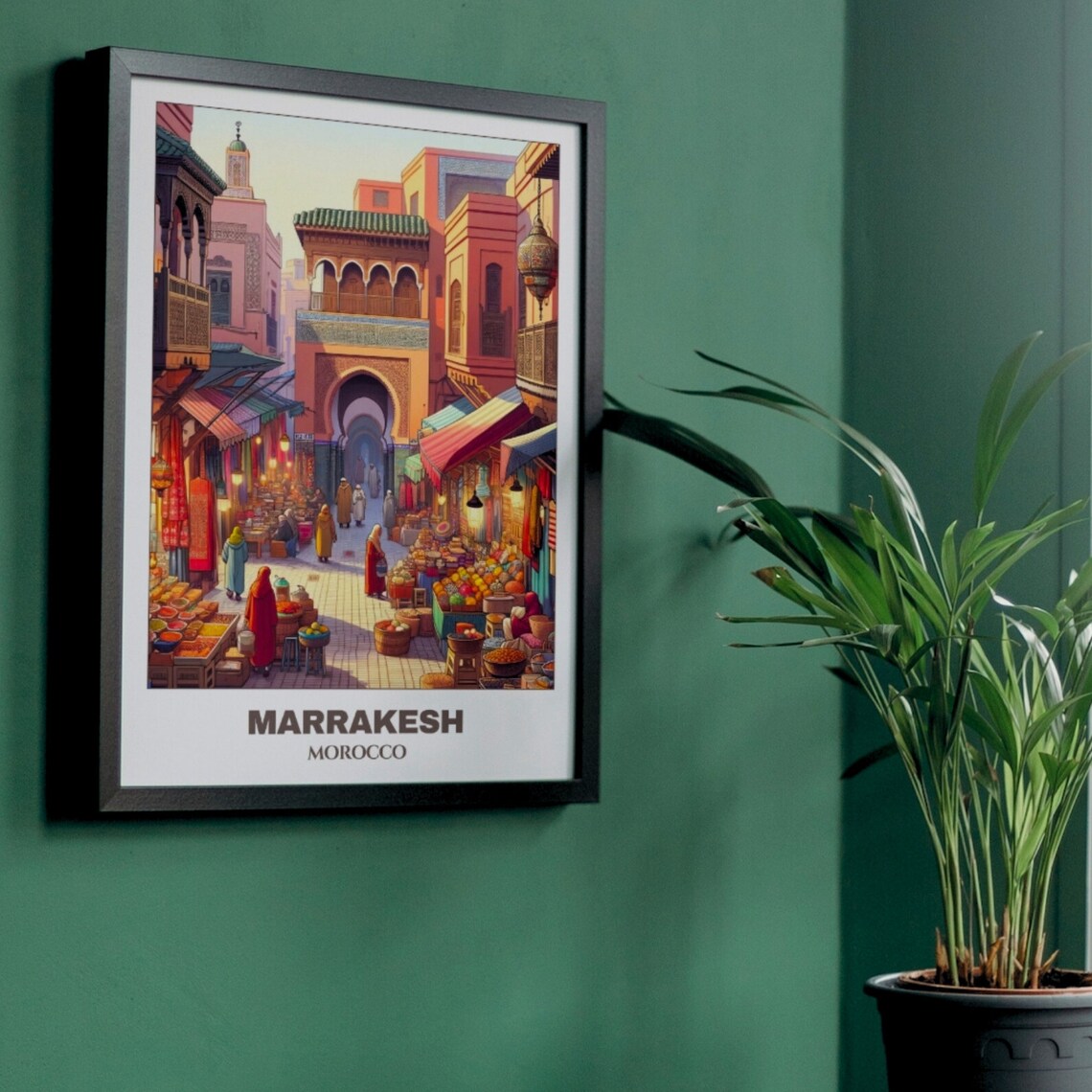 Marrakesh Travel Poster, Morocco Cityscape Painting - Image 5