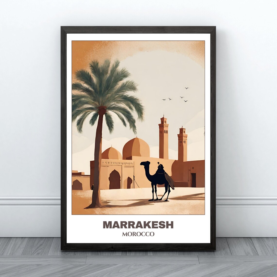 Marrakesh Travel Poster, Morocco Cityscape Art Print