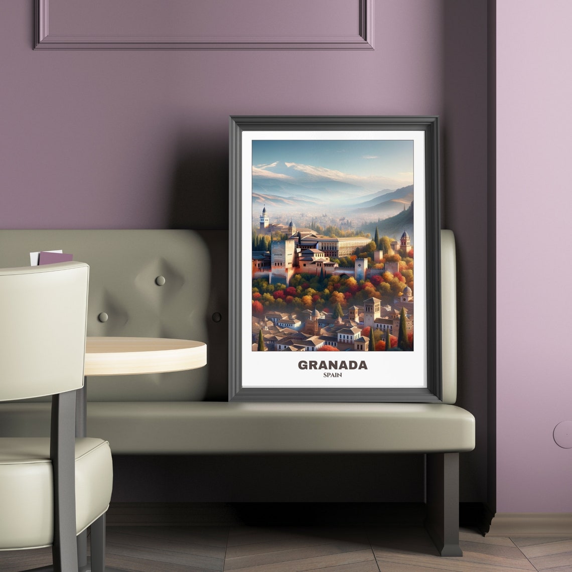 Granada Spain Alhambra Palace Sierra Nevada Mountain View Poster - Image 2