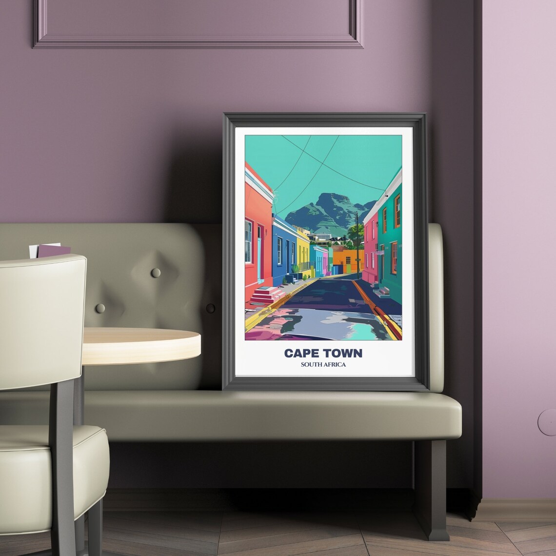 Cape Town Bo Kaap Colorful Houses Table Mountain Travel Poster - Image 2