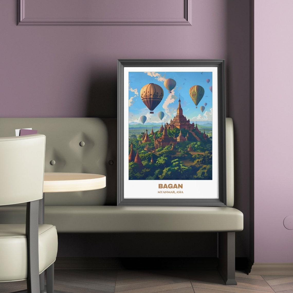 Bagan Myanmar Hot Air Balloons Over Ancient Temple Tops Poster - Image 2