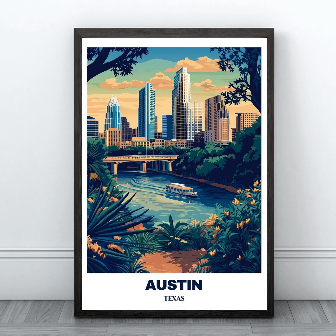 Austin Sunset Congress Bridge River Cruise Skyline View Poster