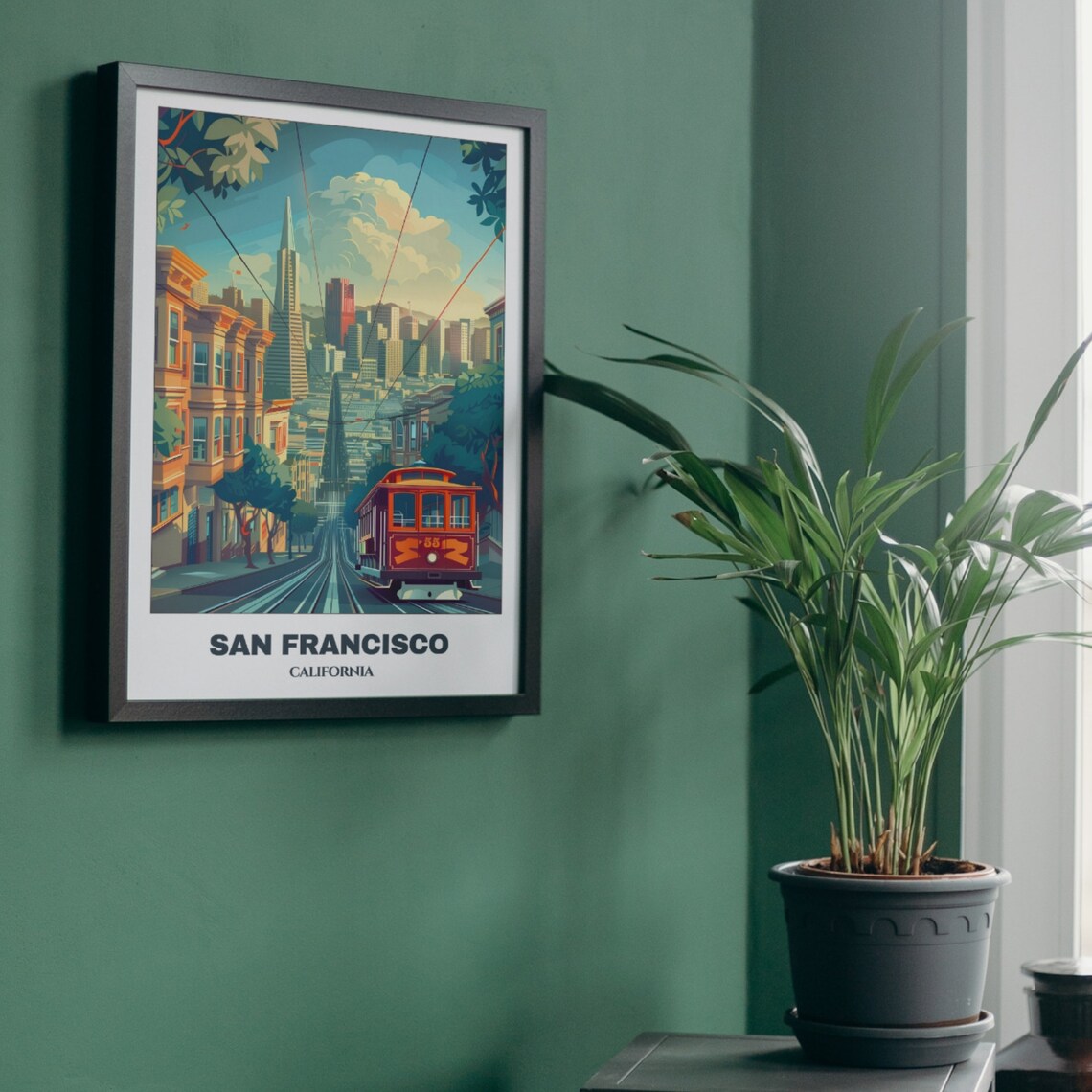 San Francisco Cable Car Street Downtown Skyline Travel Poster - Image 4