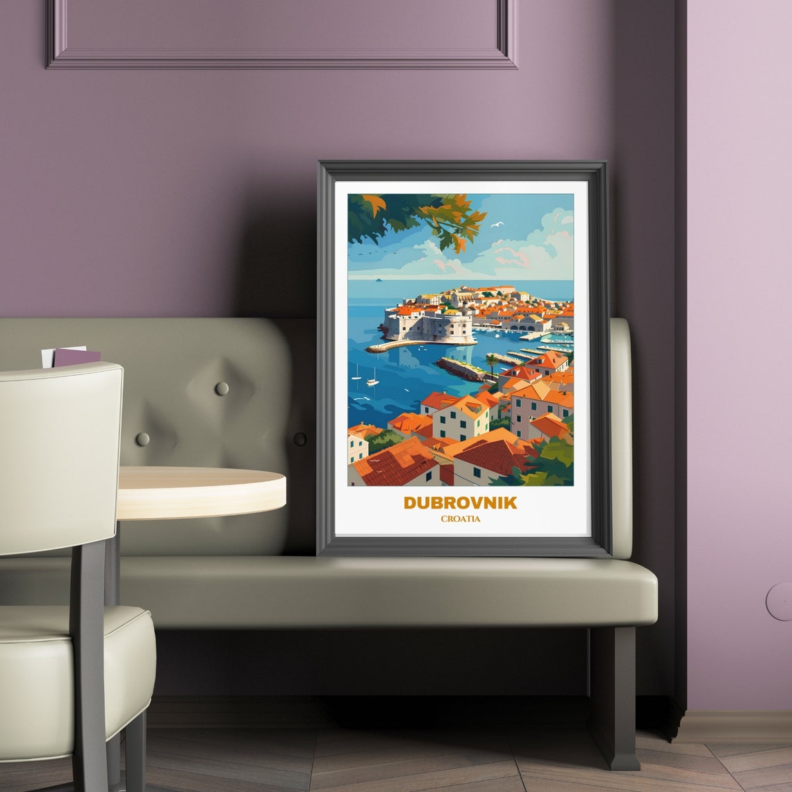Dubrovnik Croatia Old Harbor Fortress Blue Sea Travel Poster - Image 2