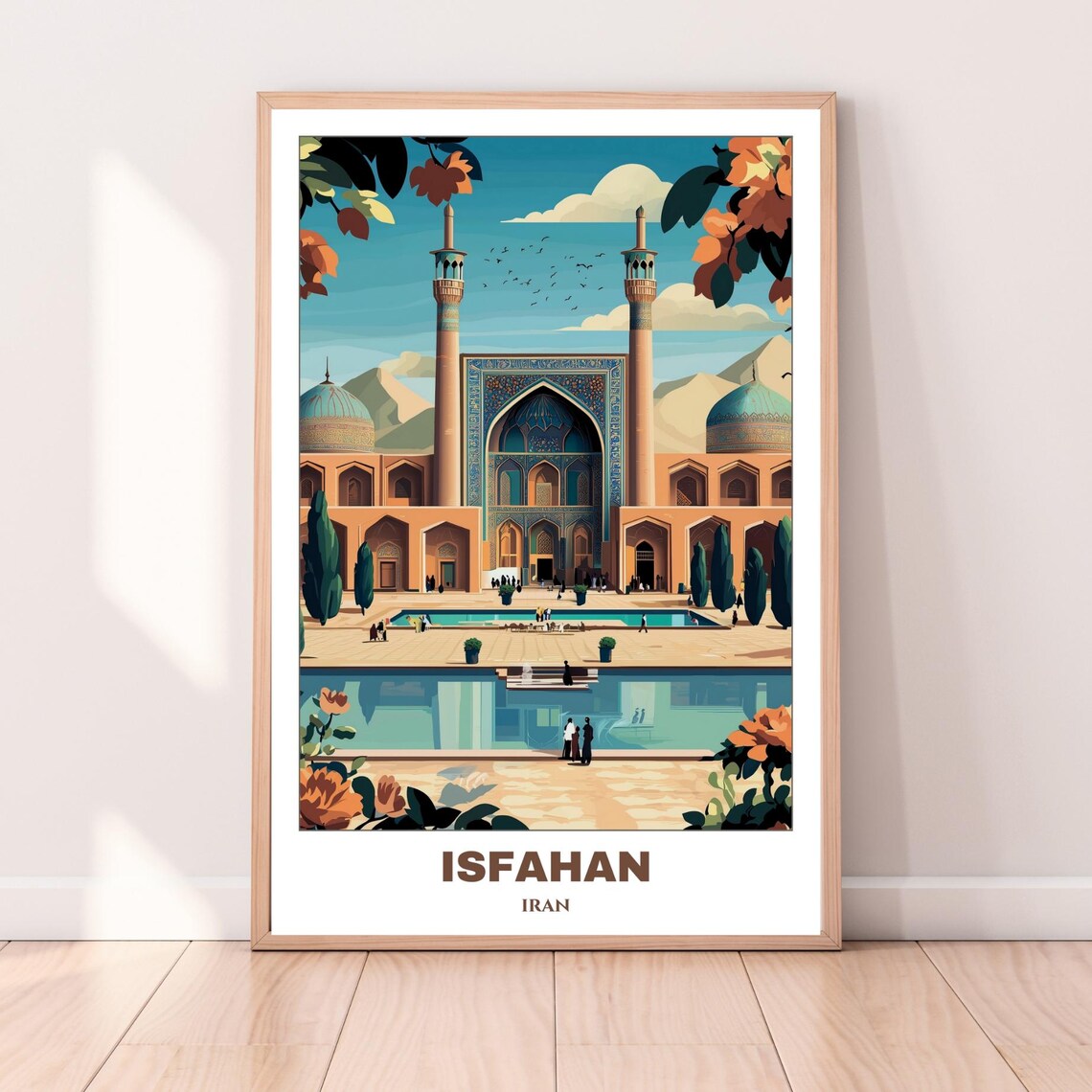 Isfahan Travel Poster, Iran Cityscape Painting - Image 3