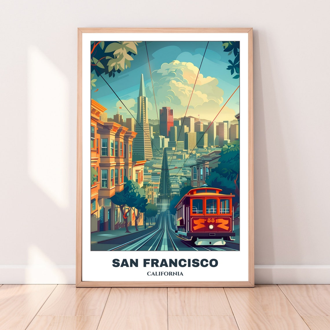 San Francisco Cable Car Street Downtown Skyline Travel Poster - Image 5