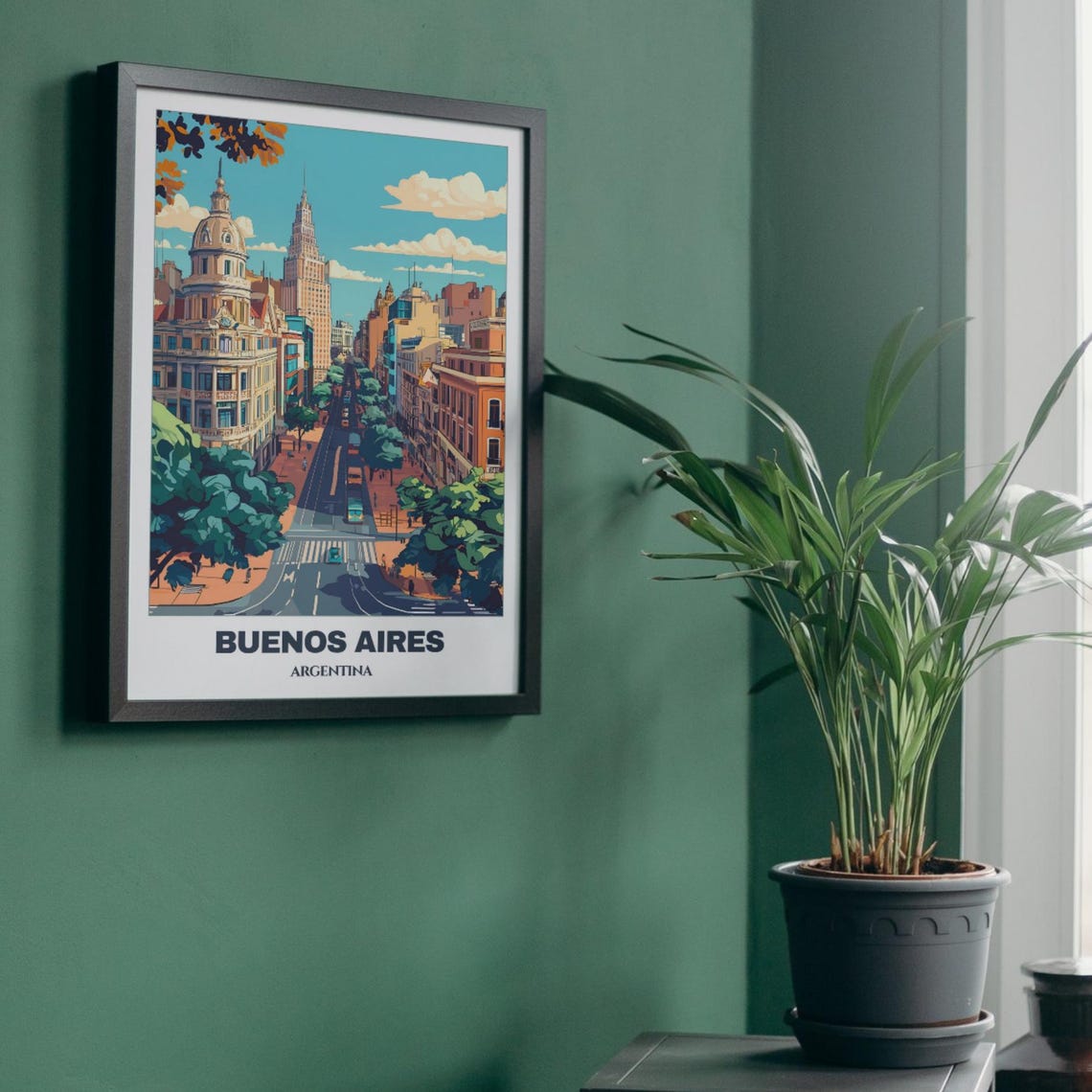 Buenos Aires Avenida de Mayo Historic Towers Tree Avenue Poster - Image 4