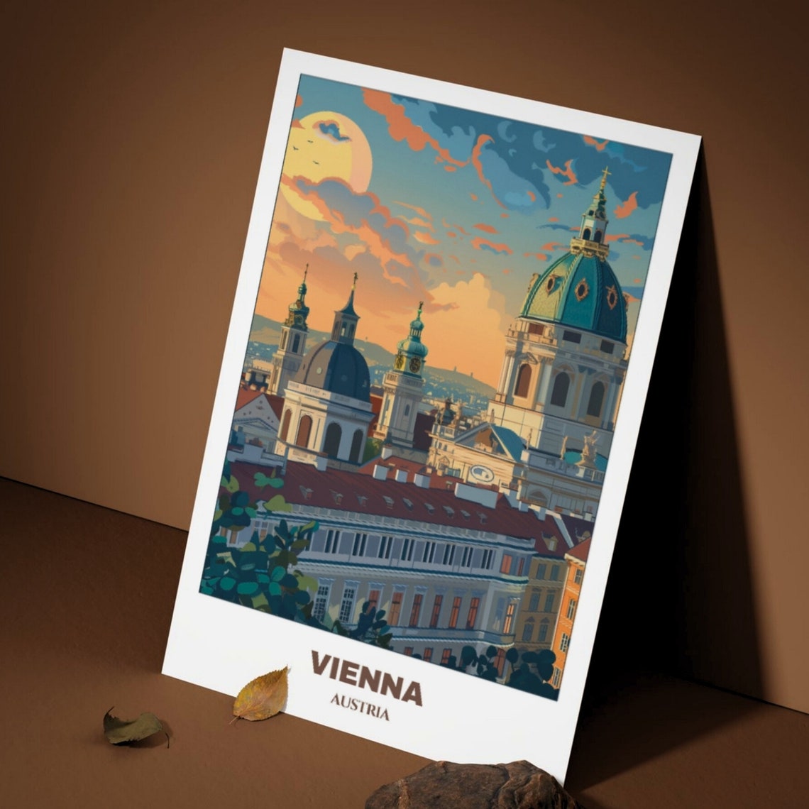 Vienna Austria Sunset Rooftop Panorama Historic Church Domes Poster - Image 4