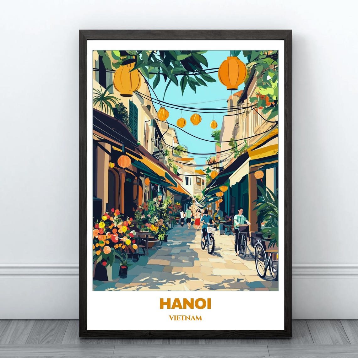 Hanoi Travel Poster Vietnam Travel Poster Citycape Painting Wall Art Print Hanoi Home Decor Vietnam Trip Picture