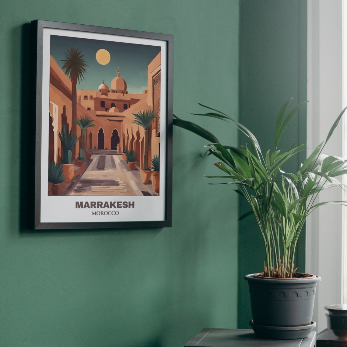 Marrakesh Riad Courtyard Night Moroccan Architecture Travel Poster - Image 5