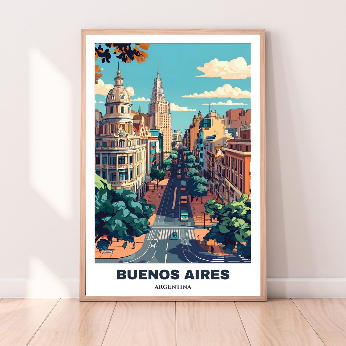 Buenos Aires Avenida de Mayo Historic Towers Tree Avenue Poster - Image 3