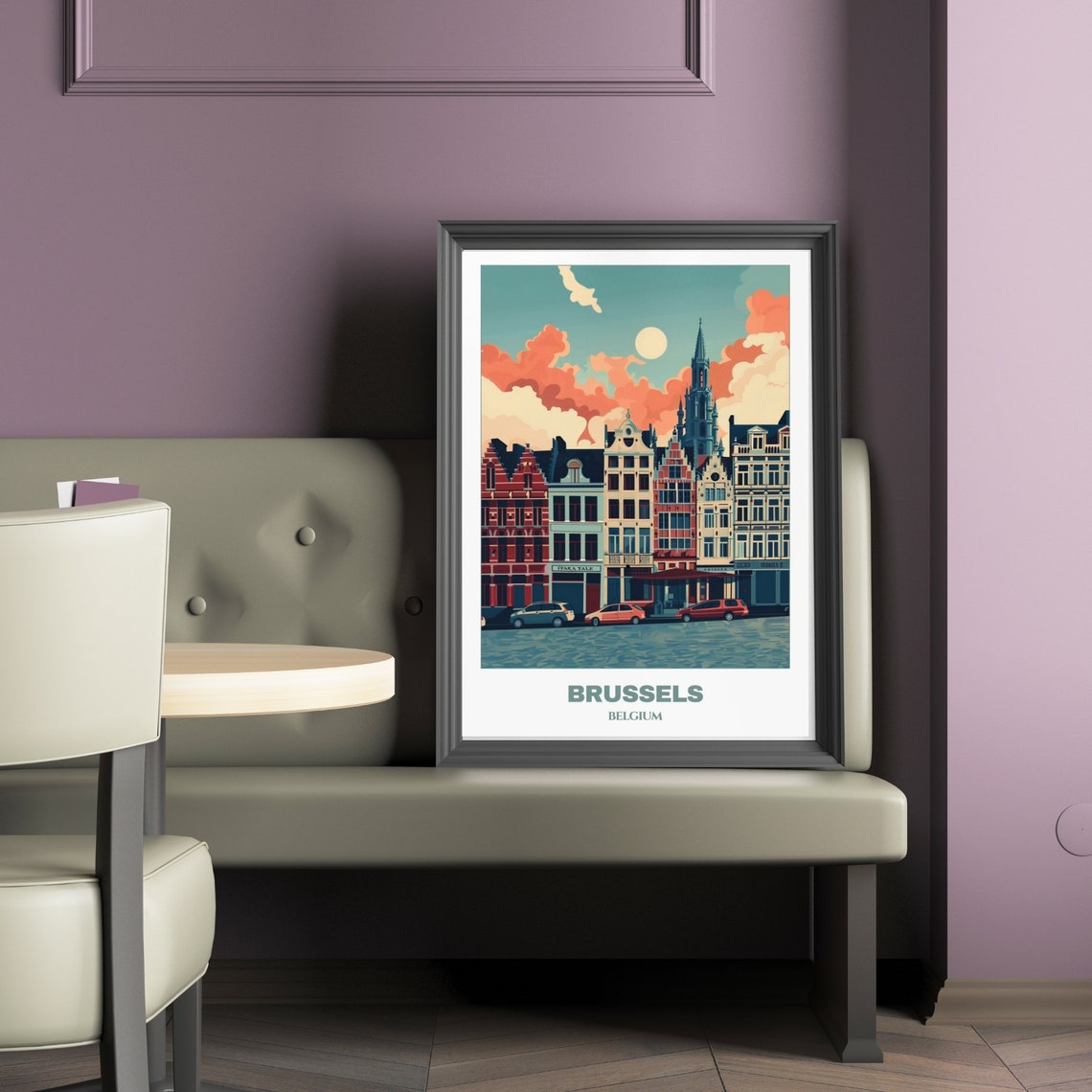 Brussels Grand Place Guildhalls Town Hall Spire Belgium Travel Poster - Image 2