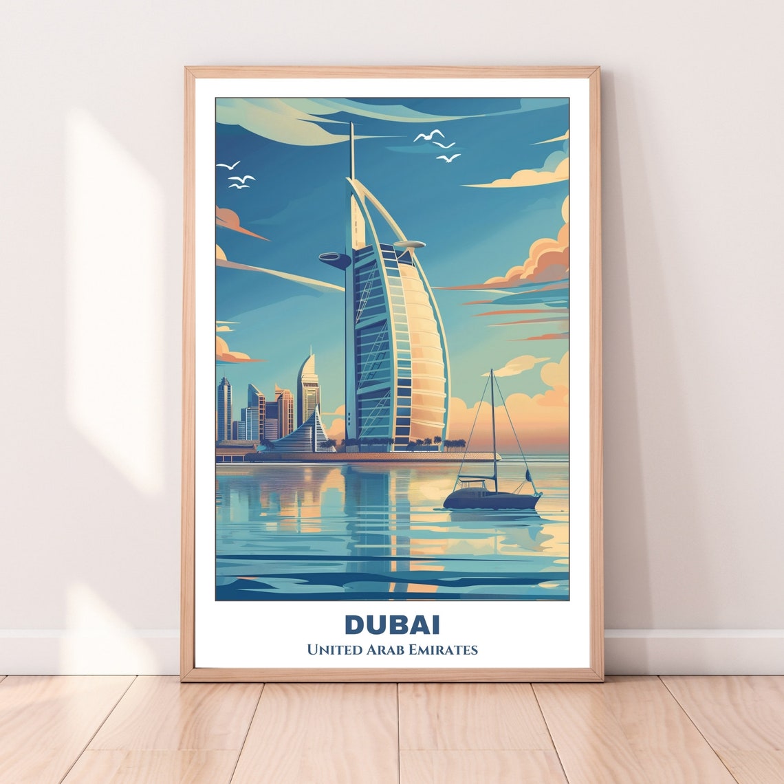 Dubai Burj Al Arab Sail Hotel Waterfront Skyline Travel Poster - Image 4