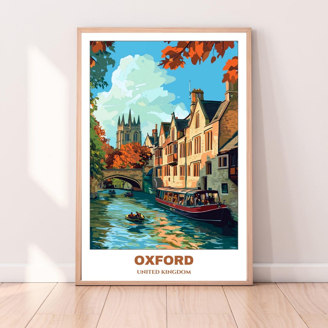 Oxford Travel Poster United Kingdom Travel Poster Citycape Painting Wall Art Oxford Home Decor Oxford Trip Print - Image 3