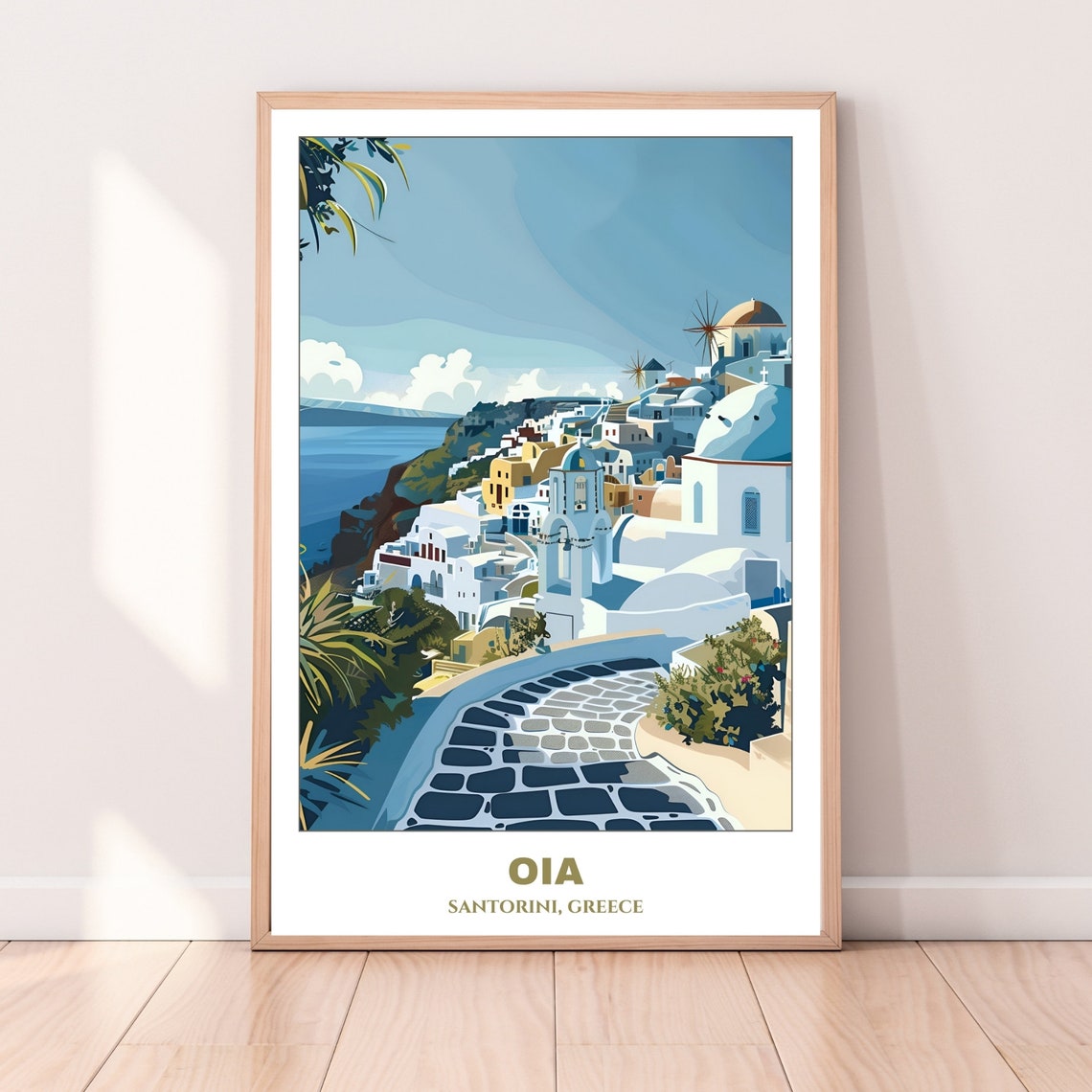 Oia Santorini Greece Whitewashed Village Windmills Blue Domes Poster - Image 4