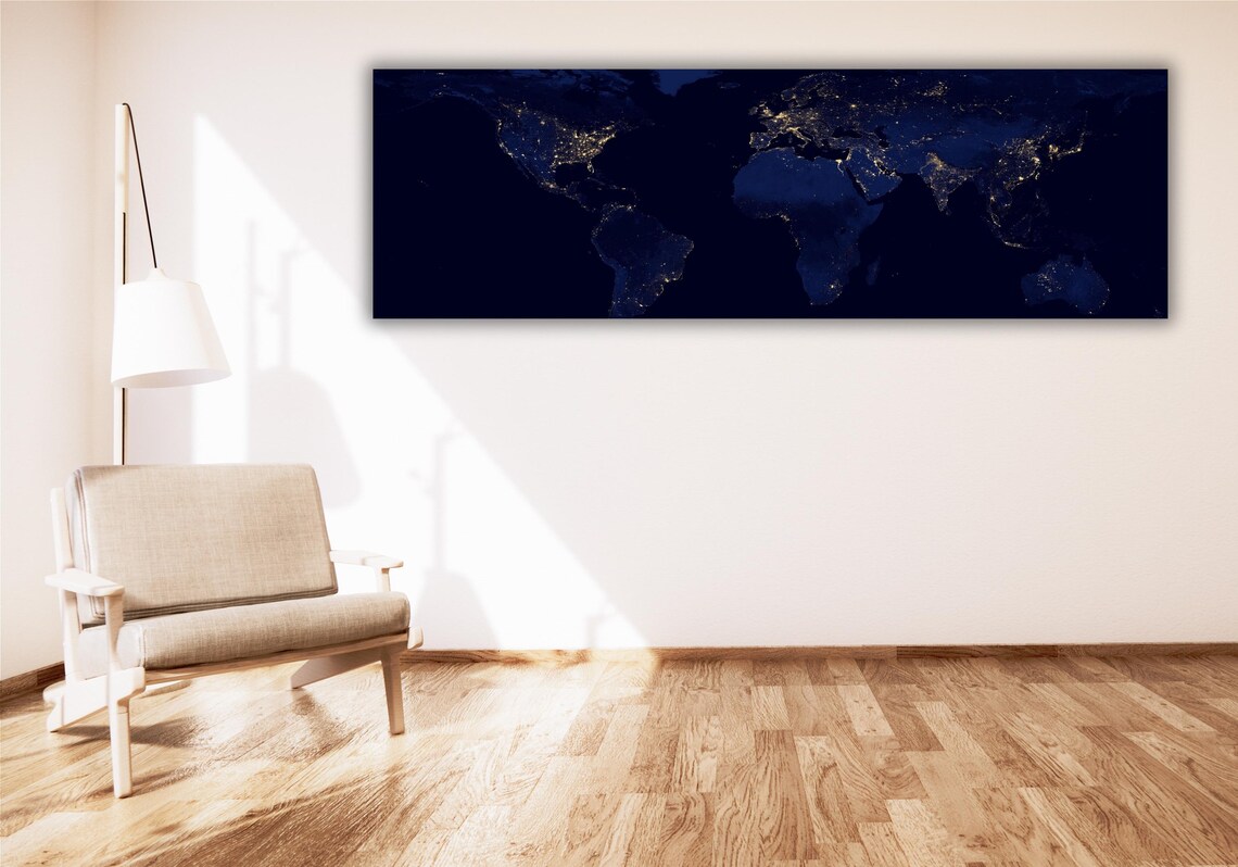 NASA Earth At Night Satellite World Map City Lights Space Photo Poster - Image 2