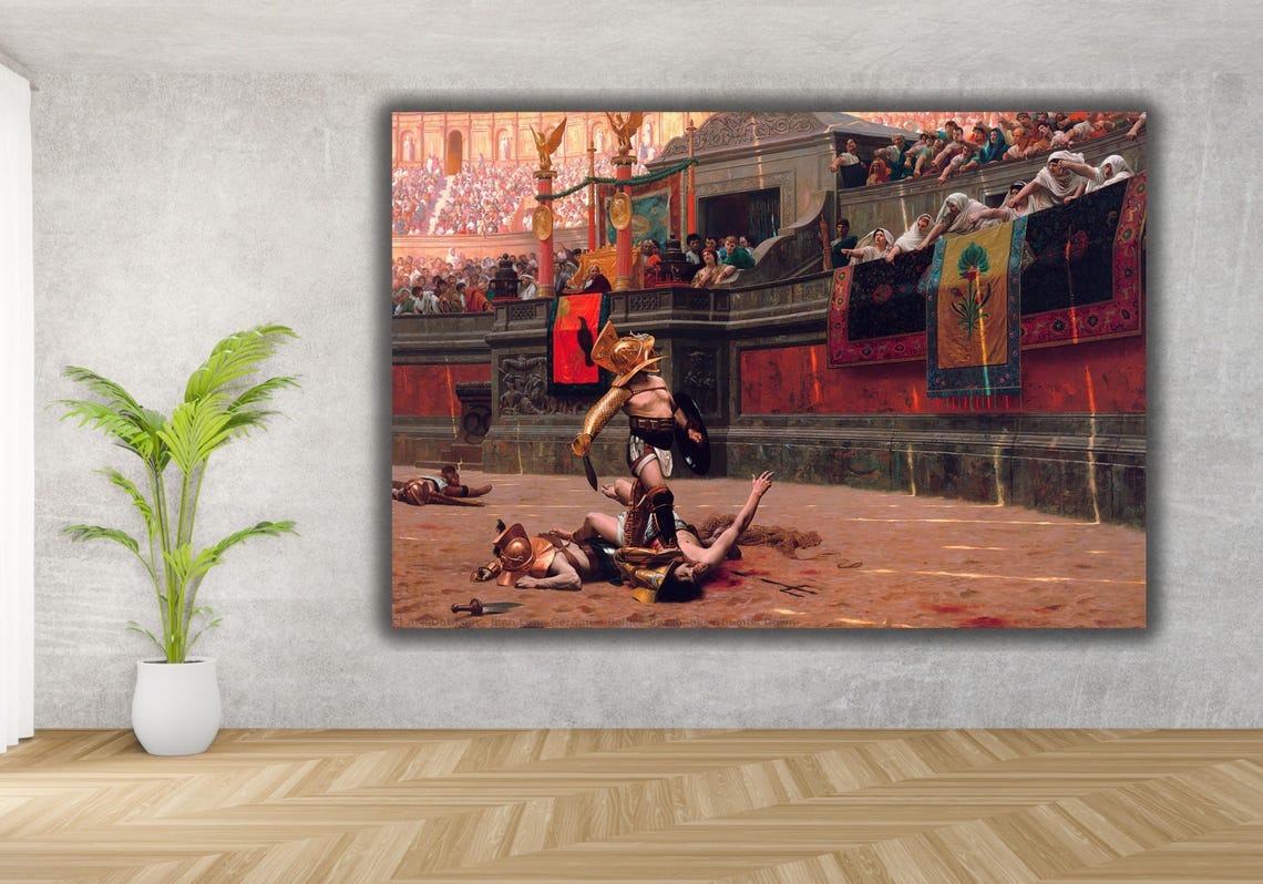 Pollice Verso Gladiator Arena Ancient Rome Oil Painting Poster - Image 2