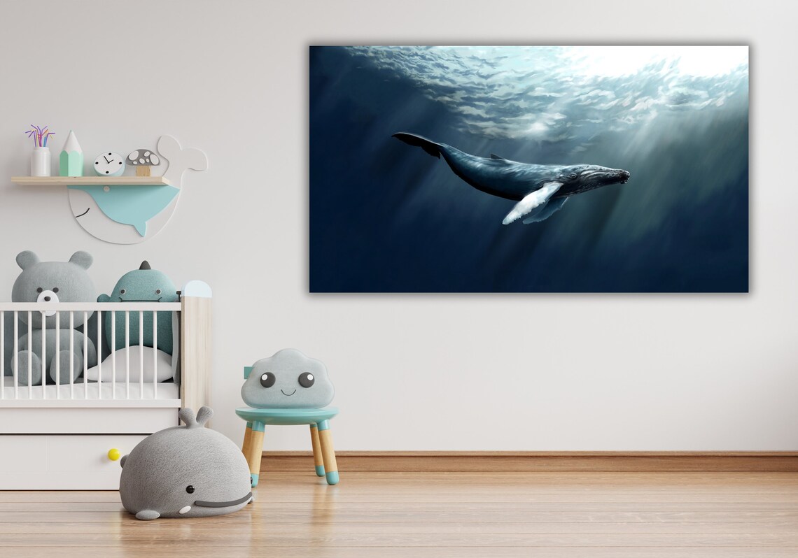 Humpback Whale Underwater Ocean Sunlight Wildlife Photography Poster - Image 2