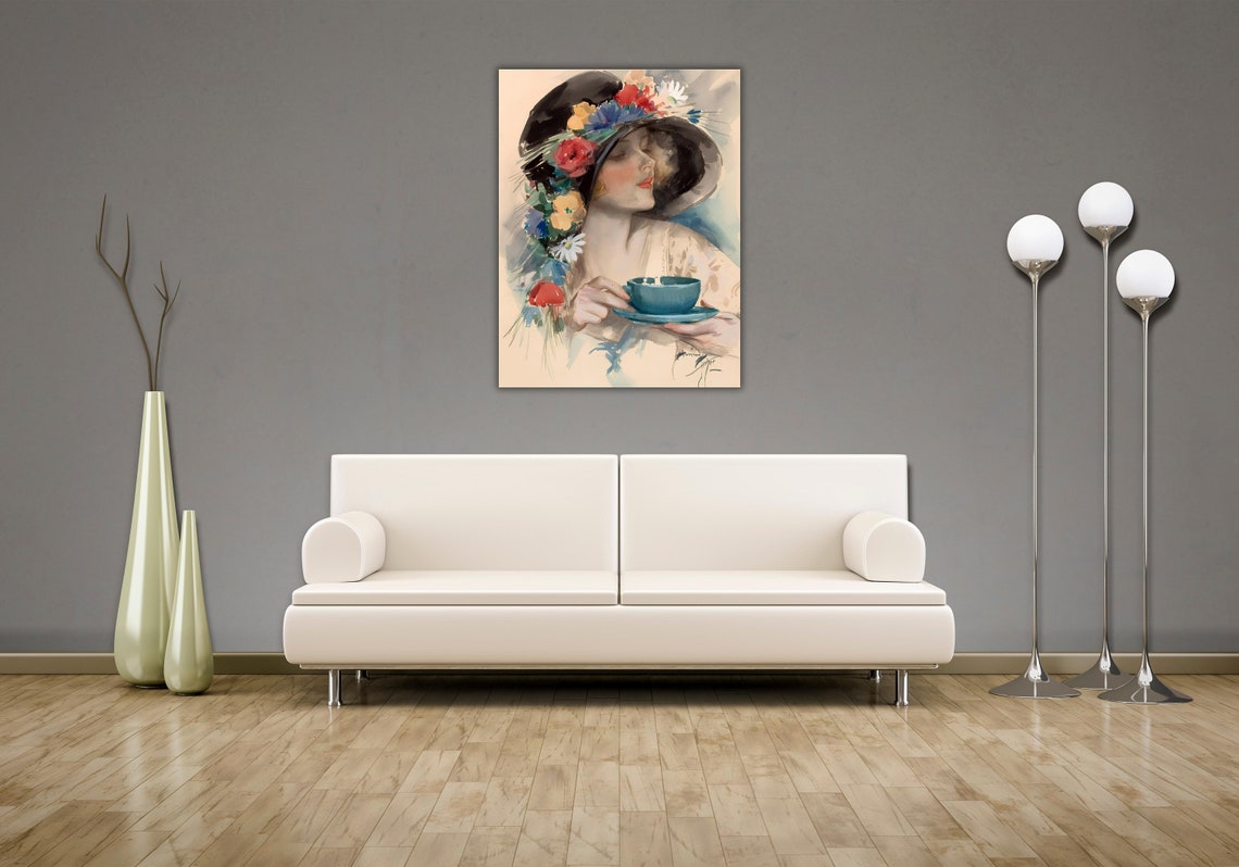 Harrison Fisher Afternoon Tea Elegant Lady Portrait Vintage Poster - Image 2