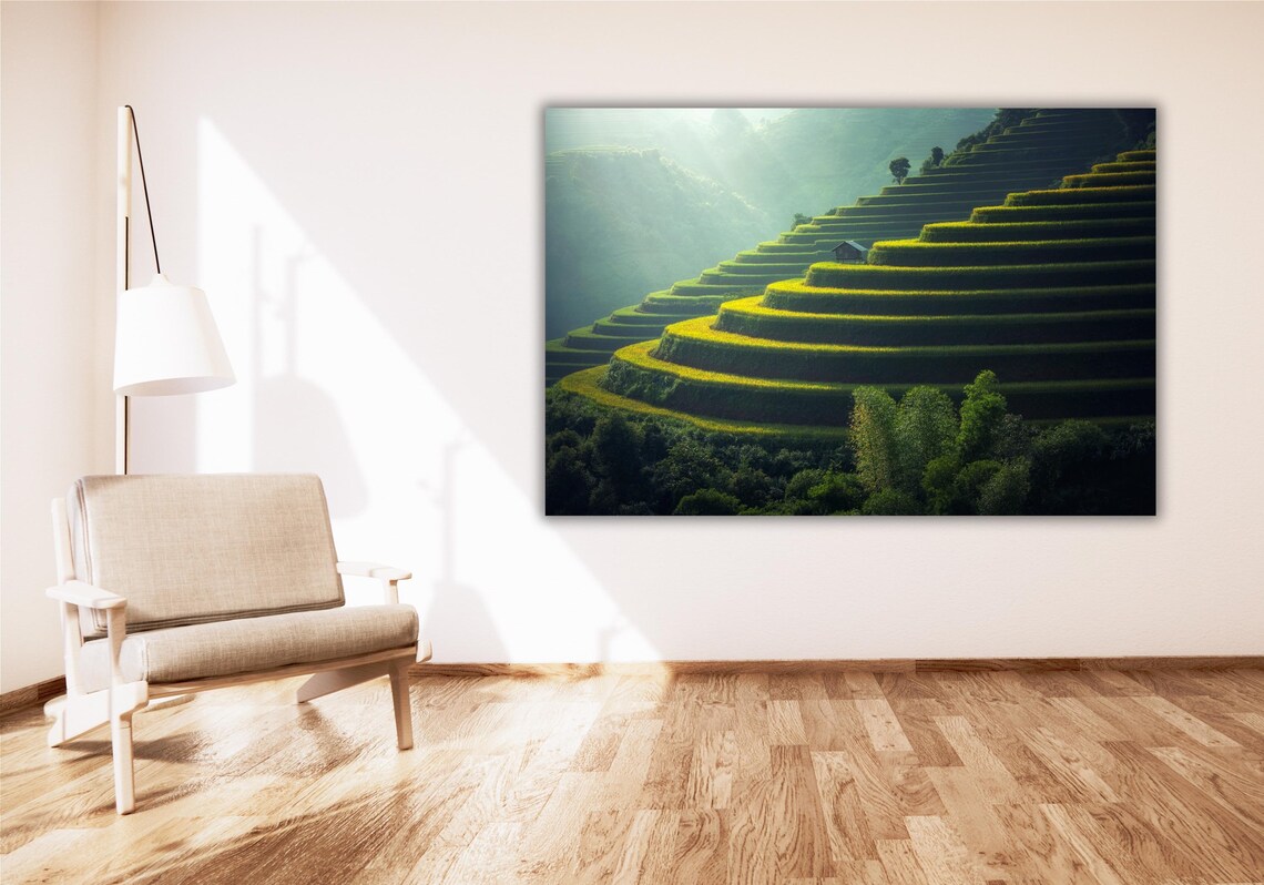 Vietnam Terraced Rice Fields Green Landscape Nature Photography Poster - Image 2